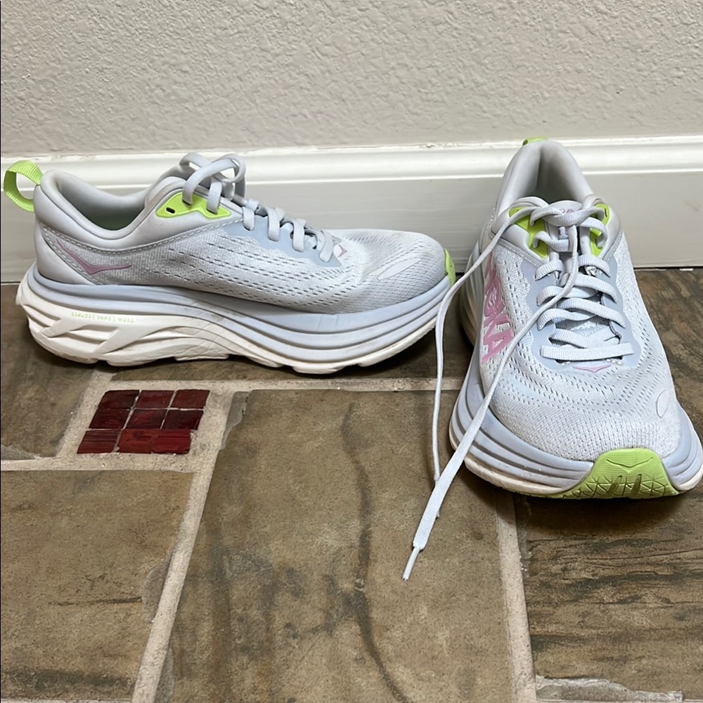 White and Green Athletic Sneakers